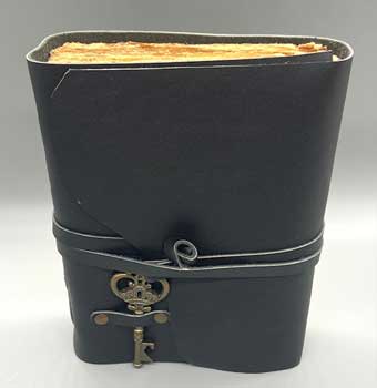 Key Aged Black Leather Journal with Cord