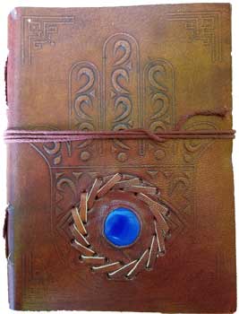 Evil Eye Stone Embossed Leather Journal with Cord