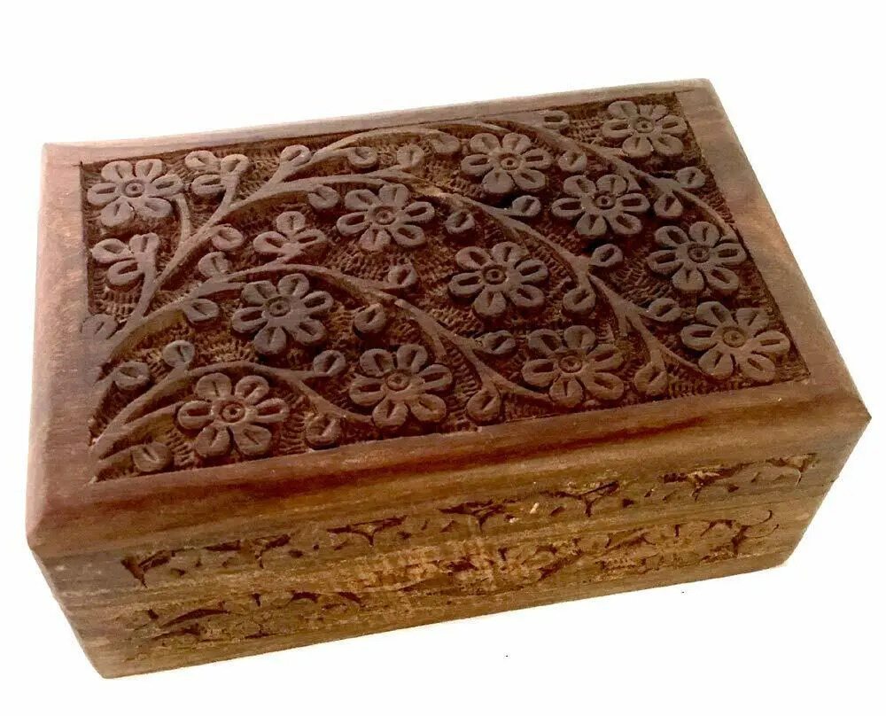 Handcrafted Box with Floral Design 4" x 6"