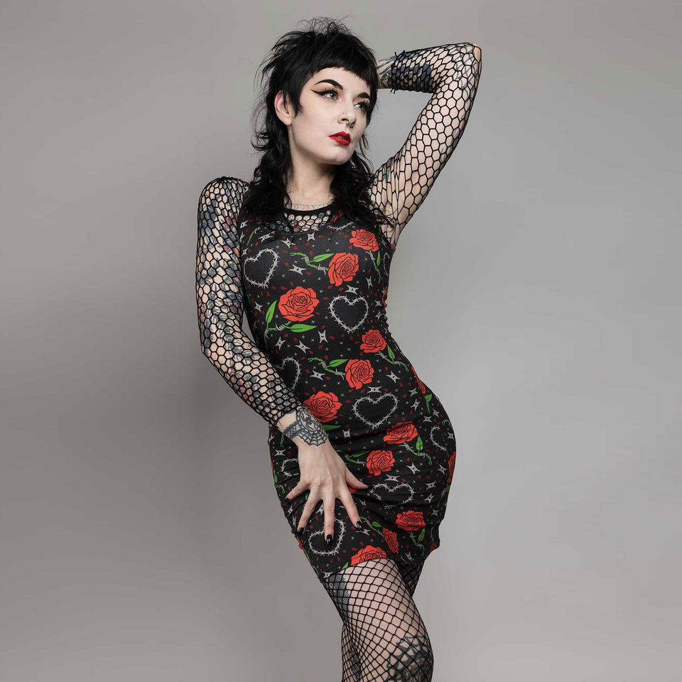 SOURPUSS BARBED WIRE LOVE TANK DRESS