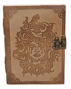 Medusa Embossed Leather Journal with Latch