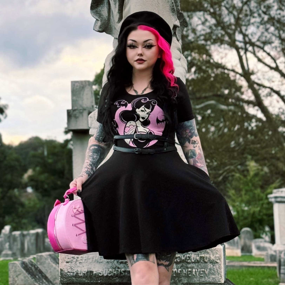 SOURPUSS SPOOKY PINUP RAGLAN SKATER DRESS