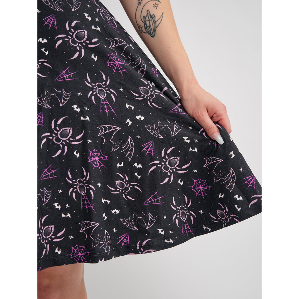 SOURPUSS CREEPY CRAWLIES SLEEVELESS SKATER DRESS