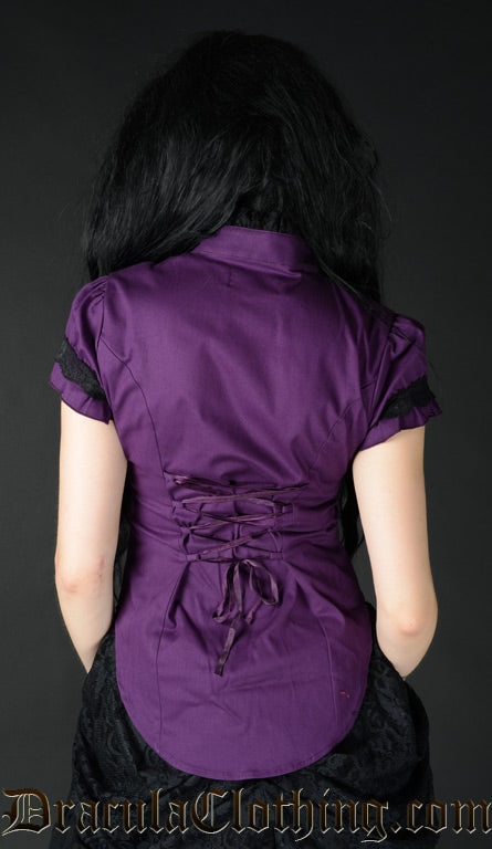 PURPLE SHORT SLEEVED BLOUSE