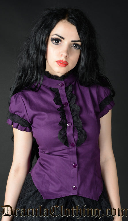 PURPLE SHORT SLEEVED BLOUSE