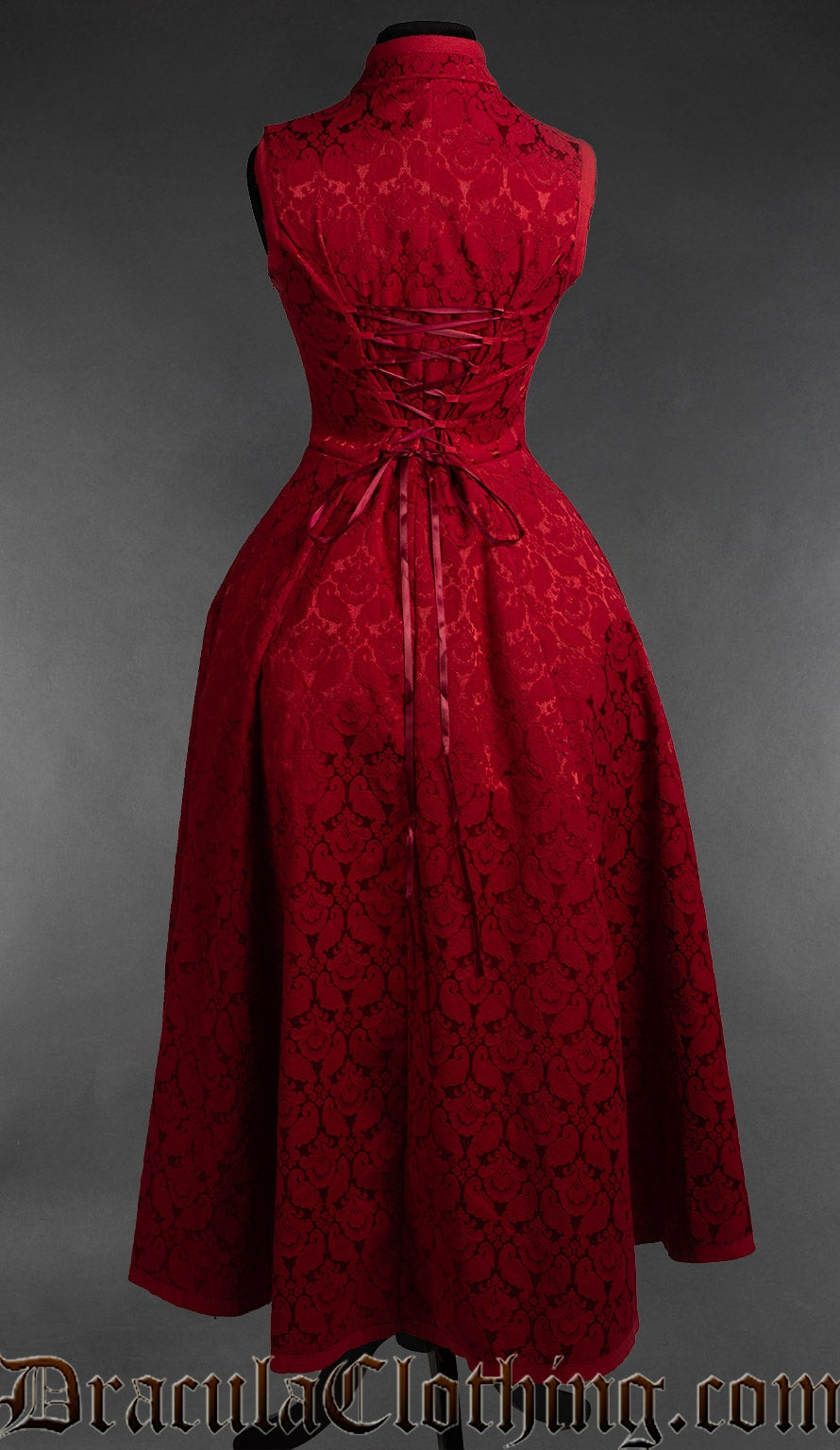 RED BROCADE CHOKER DRESS