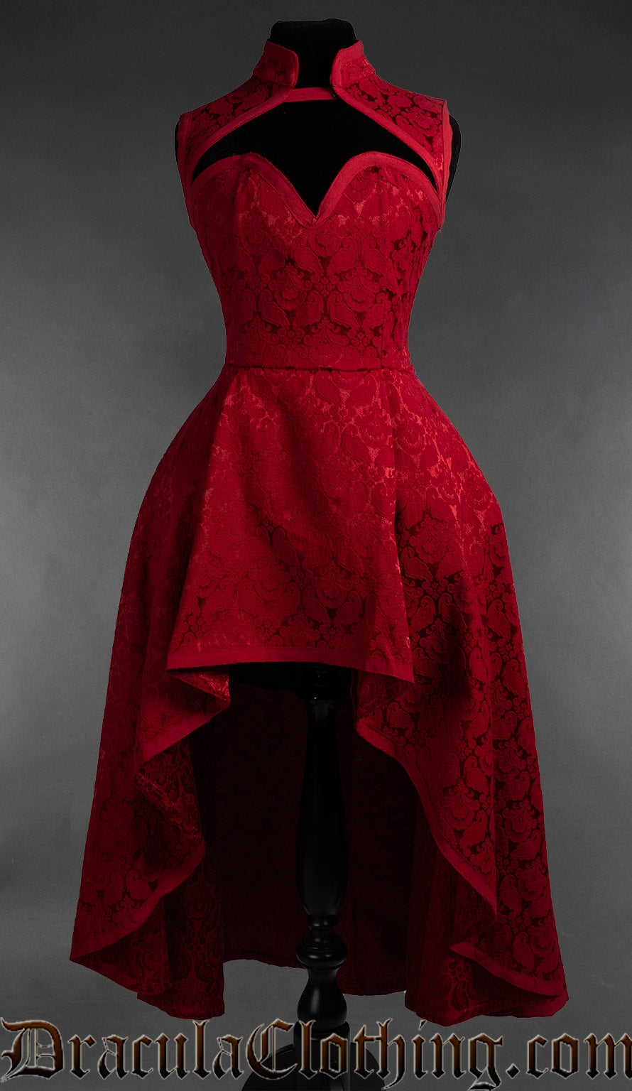 RED BROCADE CHOKER DRESS