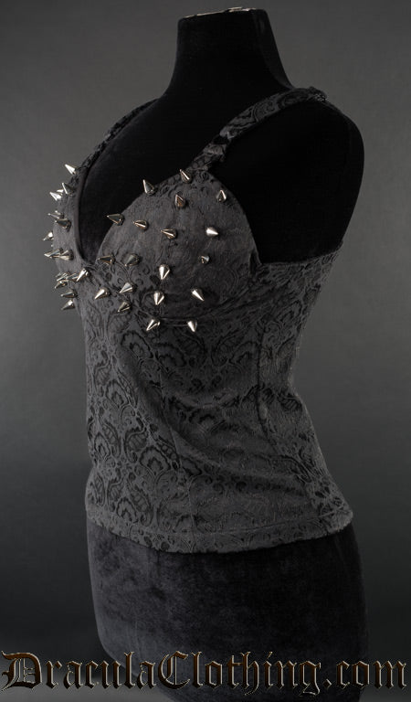 BROCADE SPIKED BLOUSE