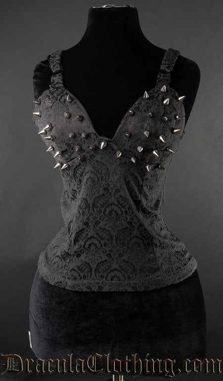 BROCADE SPIKED BLOUSE